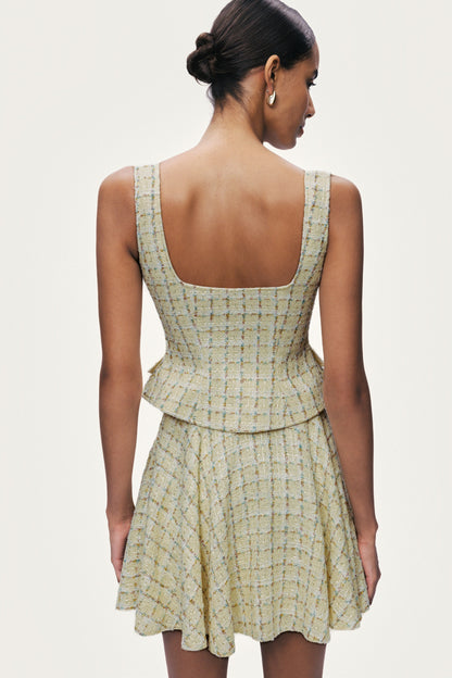 Button Accessory Tweed Bustier
