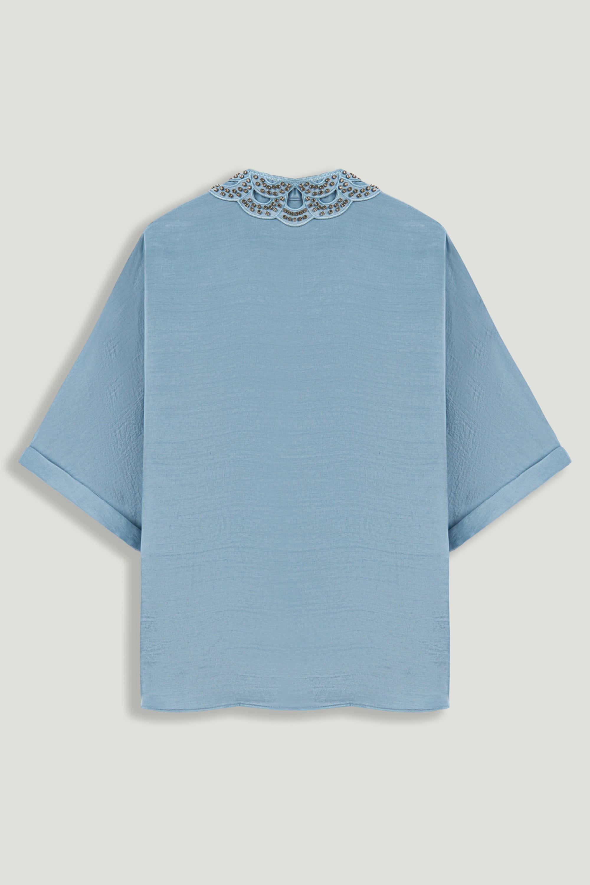 Stone Accessory Collar Detail Shirt