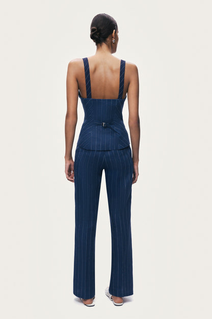 Navy Pinstripe Corset Bustier Top