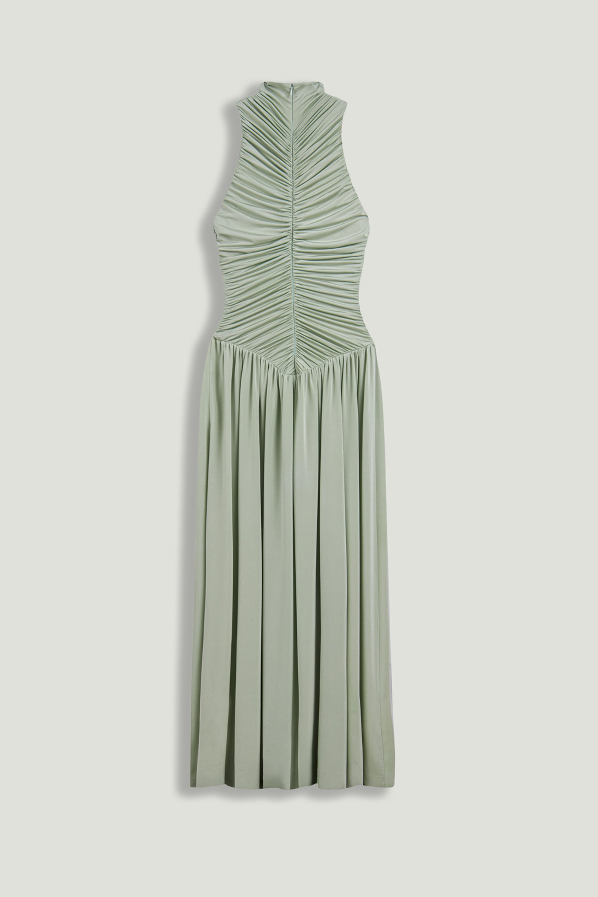 Draped Stand Collar Maxi Dress