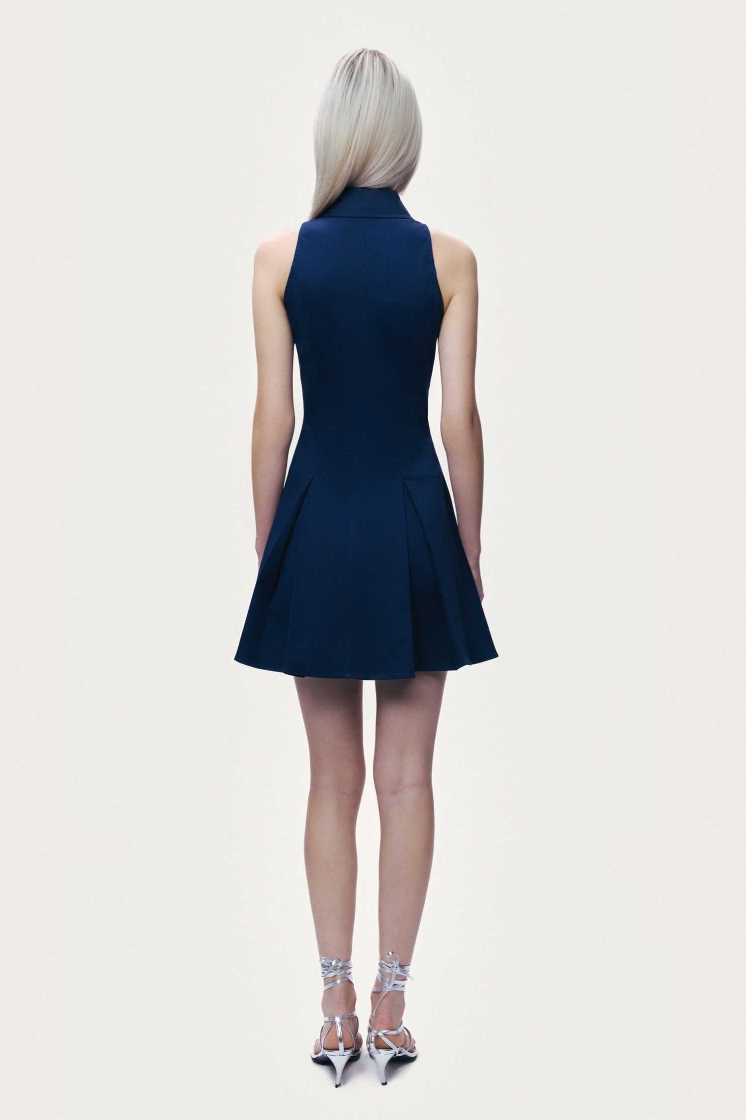 Shirt Collar Sleeveless Mini Dress