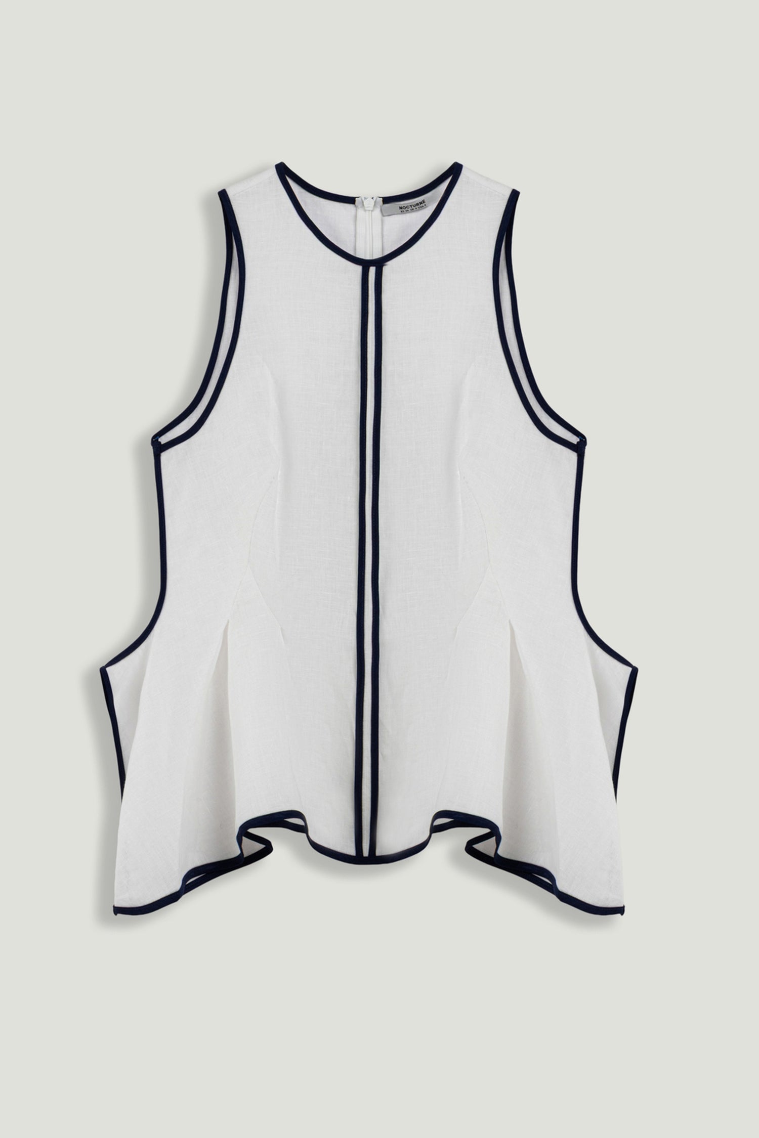 White Contrast Trim Peplum Top