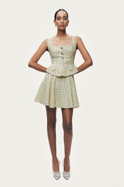 Ruffle Tweed Mini Skirt