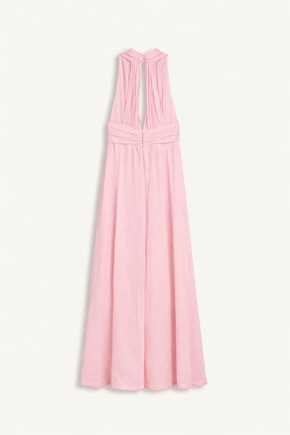 Pleated Halterneck Maxi Dress with Brooch Detail