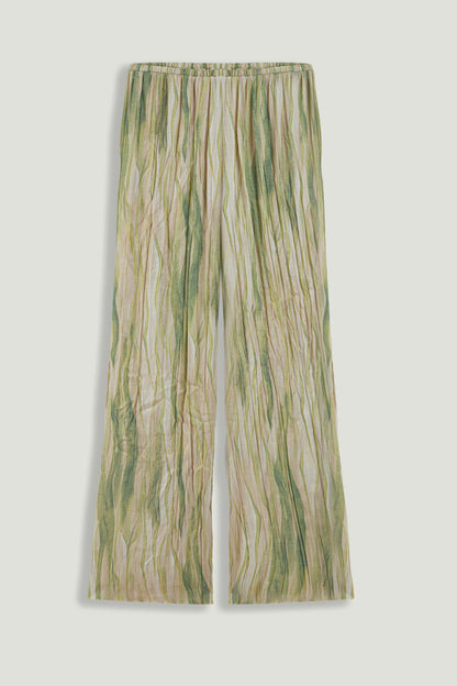 Green Abstract Print Straight Leg Trousers