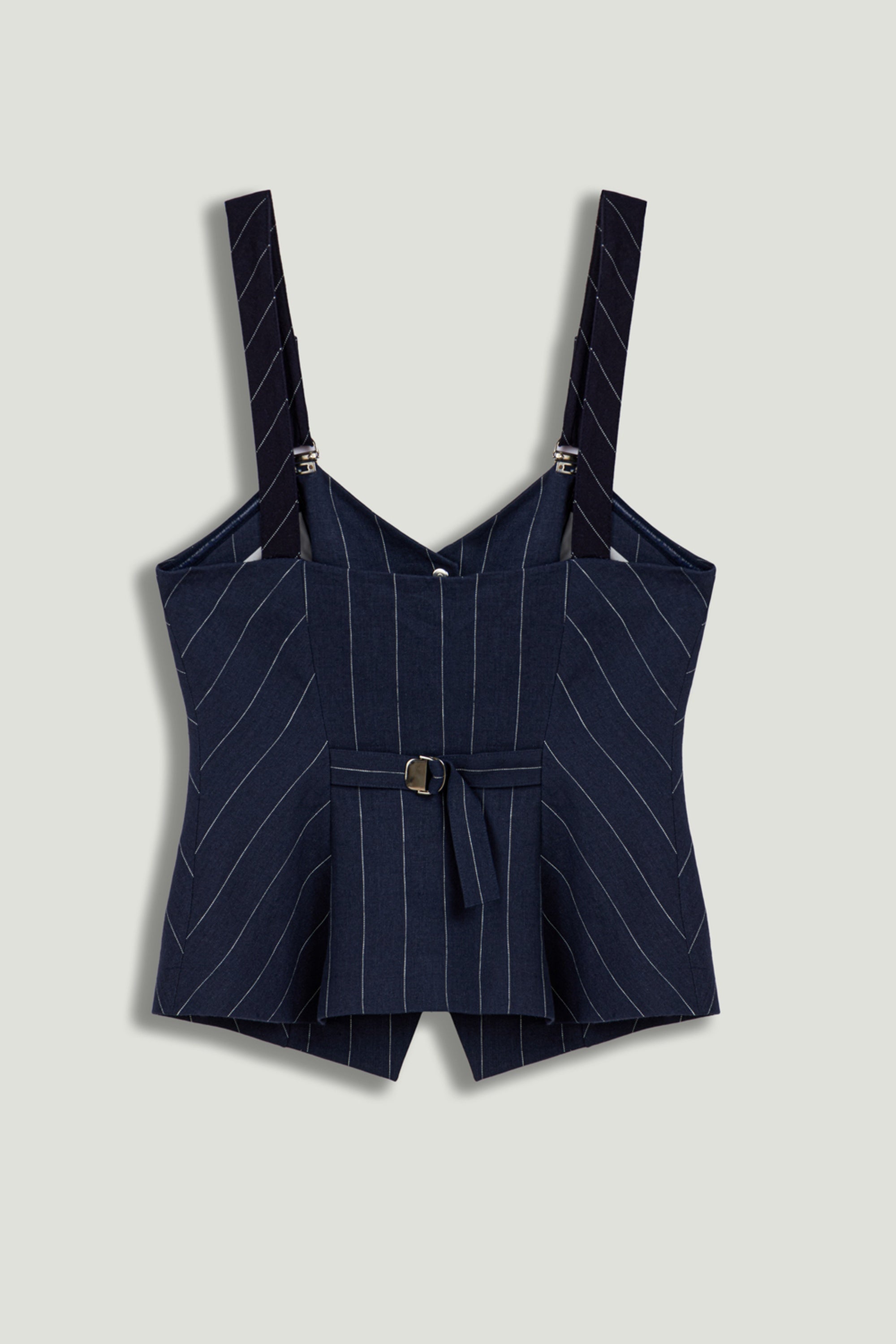 Navy Pinstripe Corset Bustier Top