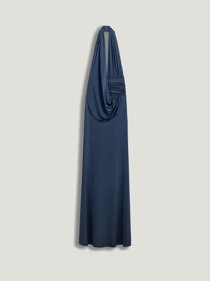 Draped Halter Neck Maxi Dress