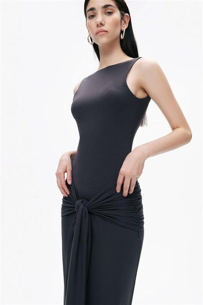 Anthracite Backless Maxi Dress