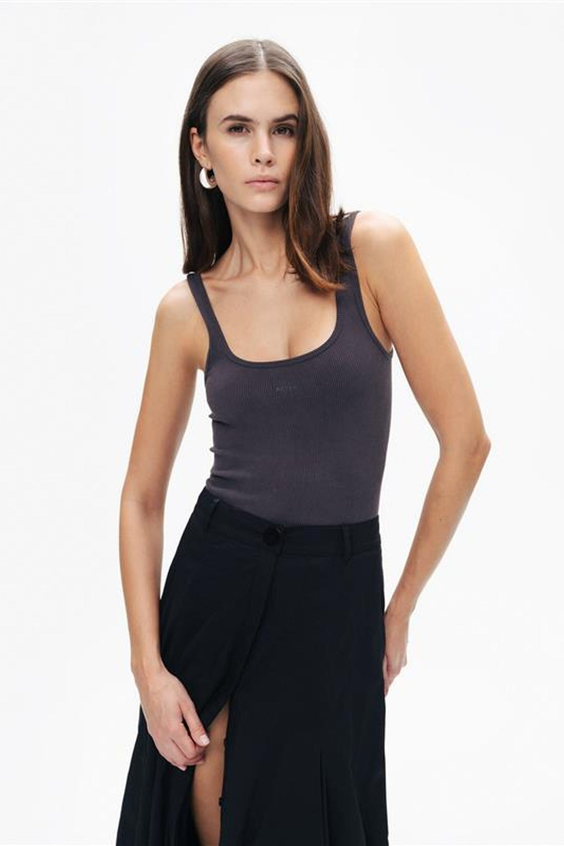 Anthracite Printed Detail Crop Top