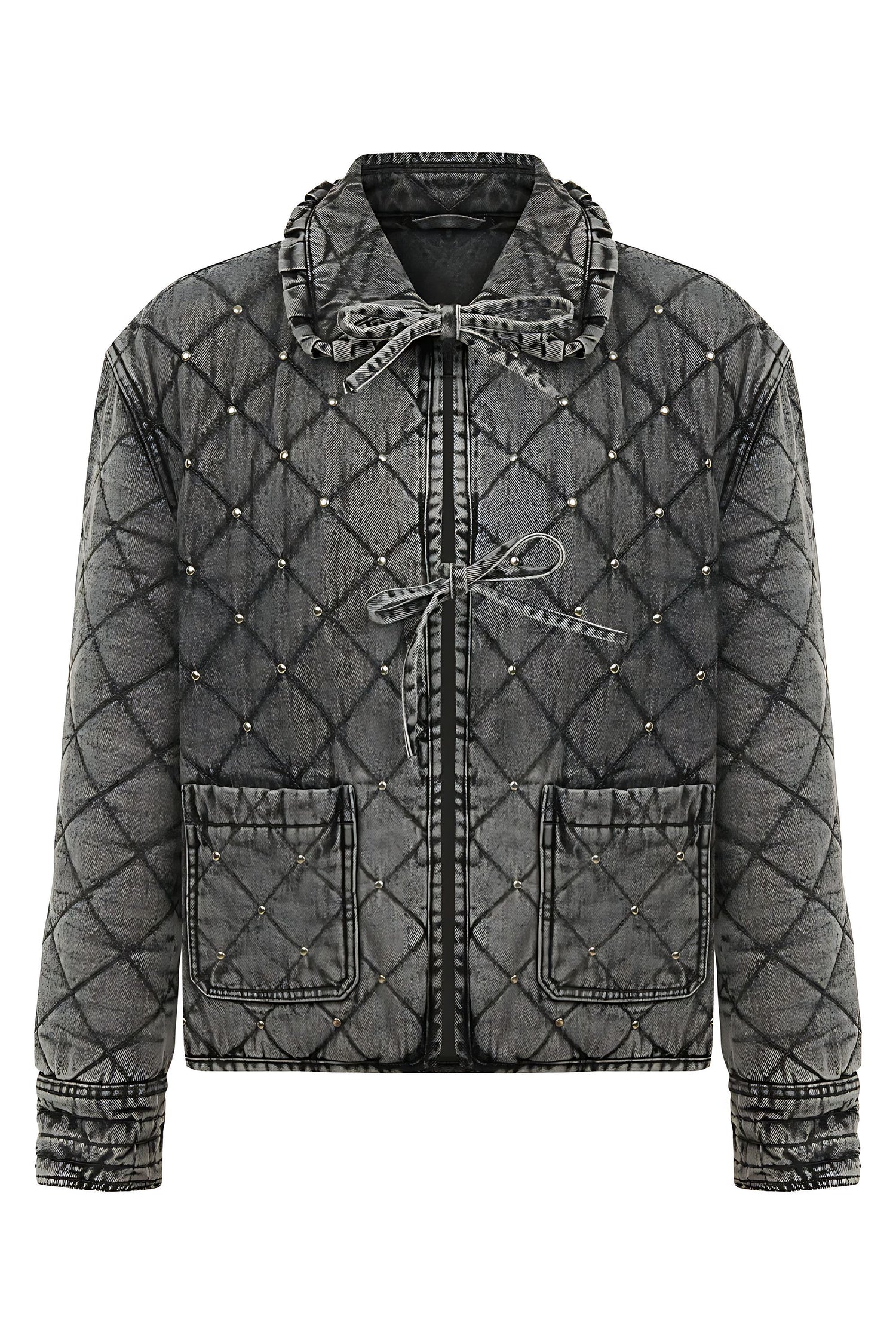 Quilted Stone Embellished Jean Jacket