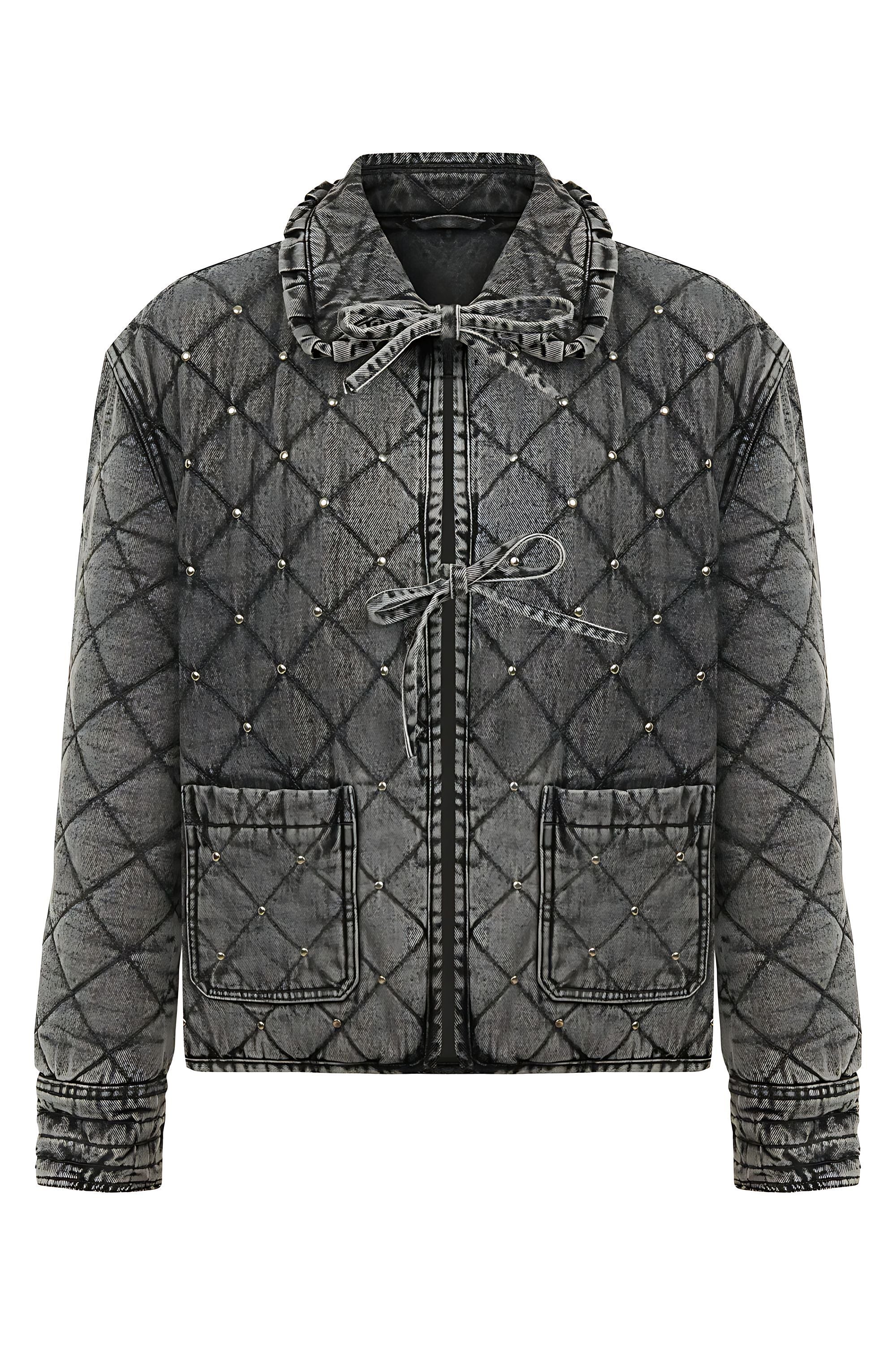 Quilted Stone Embellished Jean Jacket