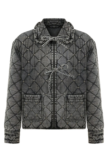 Quilted Stone Embellished Jean Jacket