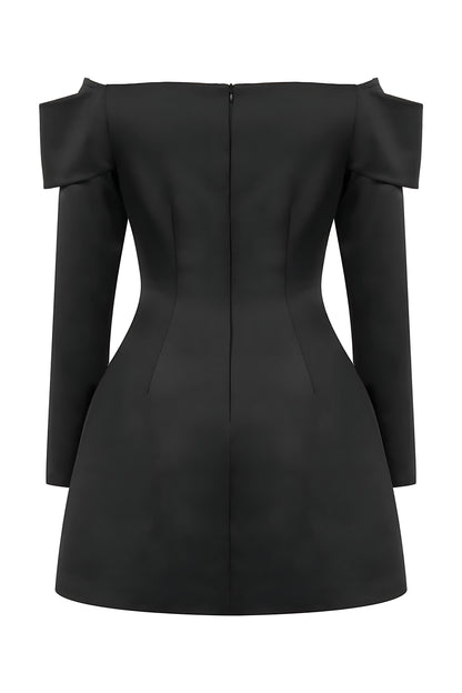 Black Off the Shoulder Mini Dress